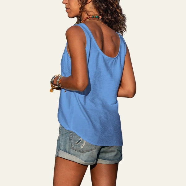 The Riviera Button-Front Pocket Tank
