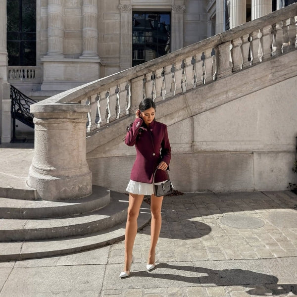 The Paris Pleated-Hem Blazer Dress