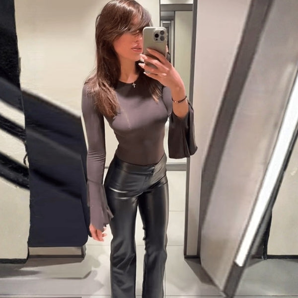 The Chelsea Flared Leather Trousers