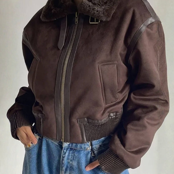 The Aspen Faux-Shearling Collar Bomber Jacket