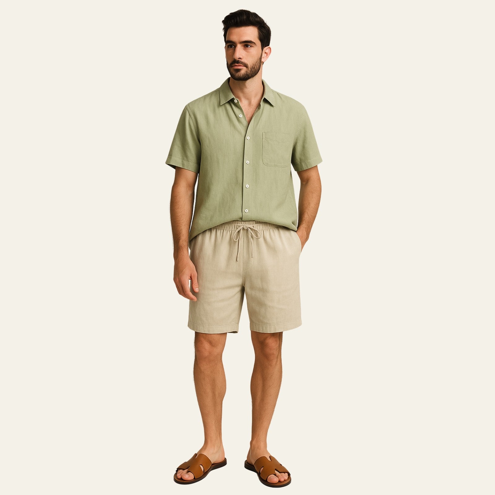 The Riviera Linen Set Beige