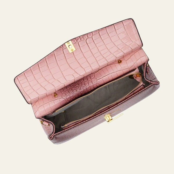 The Verona Croc-Embossed Top-Handle Handbag