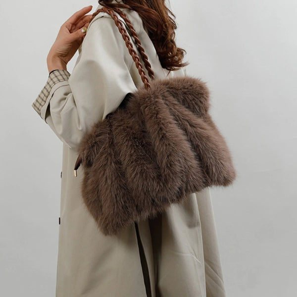 The Milan Braided-Handle Faux-Fur Tote Bag