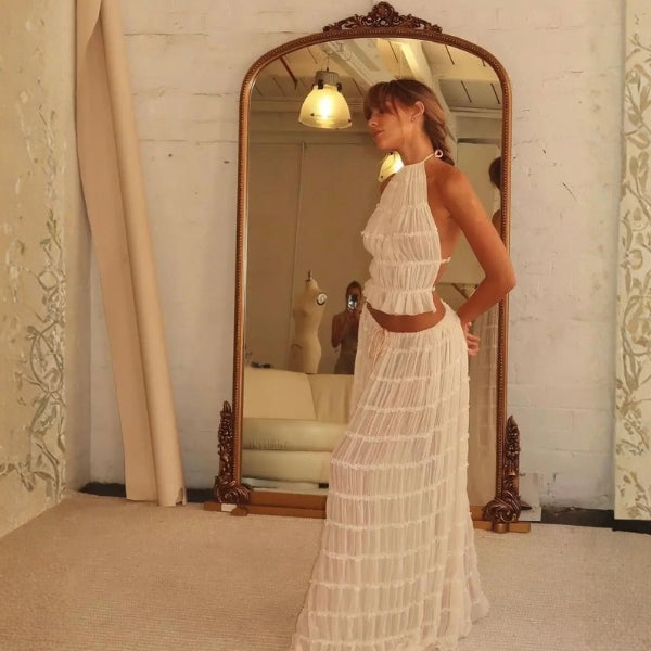 The Capri Tiered Halter Maxi Set