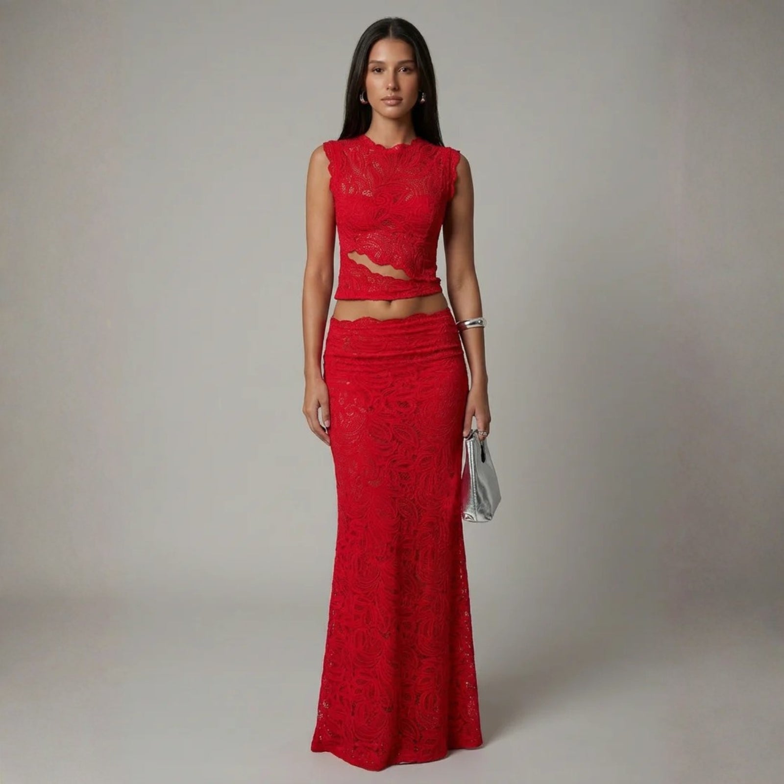 The Marbella Delicate Lace-Inspired Maxi Set