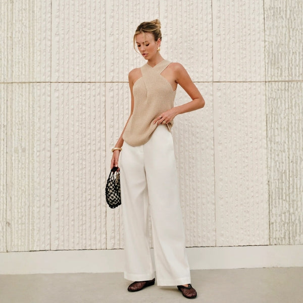 The Santorini Cross-Neck Knit Top