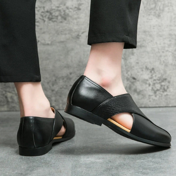 The Riviera Textured Cross-Strap Loafers