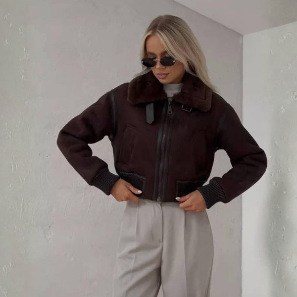 The Aspen Faux-Shearling Collar Bomber Jacket