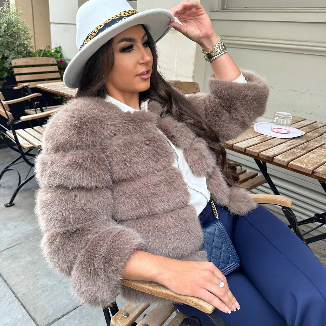 The Vienna Plush-Fur Cropped Jacket