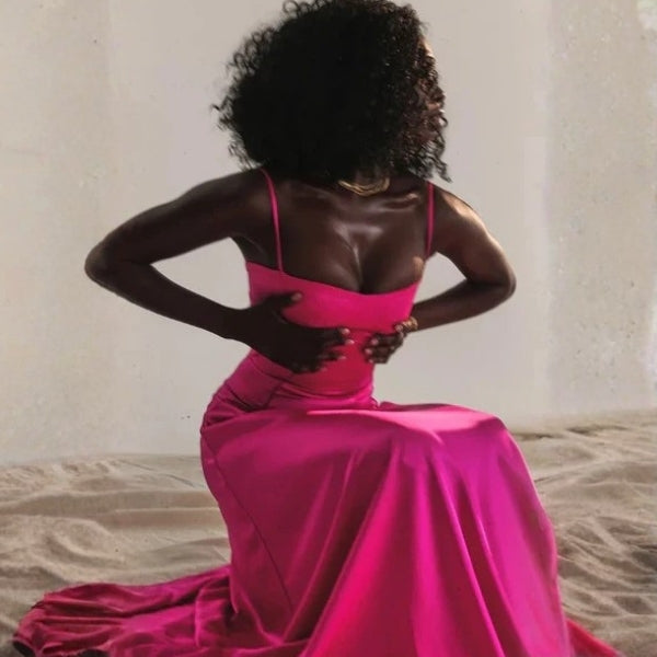 The Mirrorcurve Satin-Finish Maxi Dress