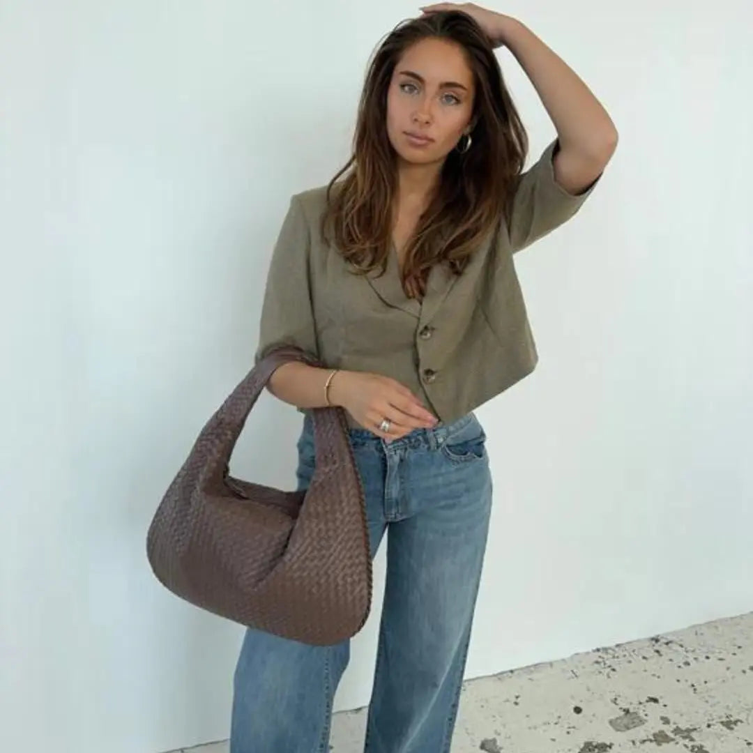 The Bordeaux Woven Leather Tote