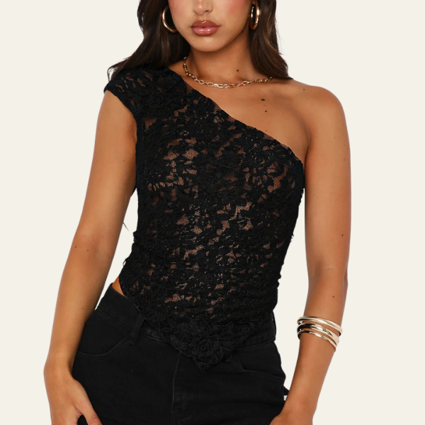 The Nice One-Shoulder Lace Top