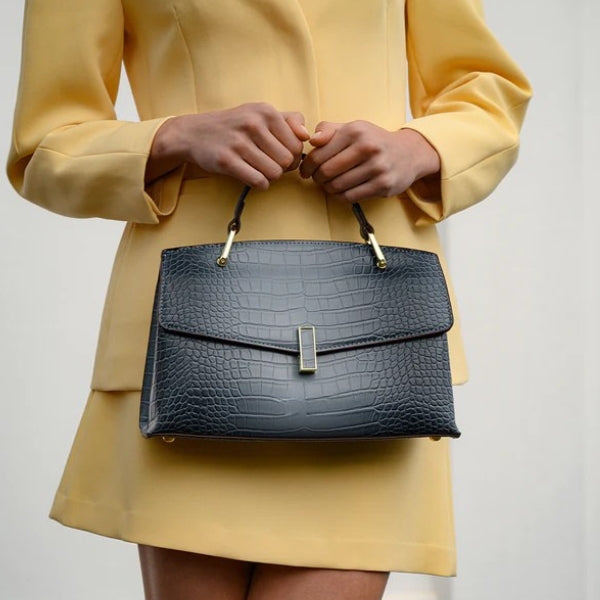 The Verona Croc-Embossed Top-Handle Handbag
