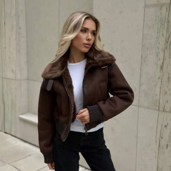 The Aspen Faux-Shearling Collar Bomber Jacket