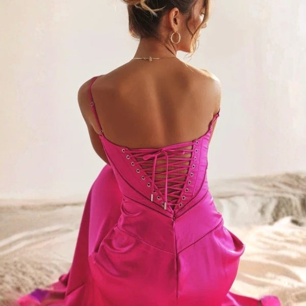 The Mirrorcurve Satin-Finish Maxi Dress