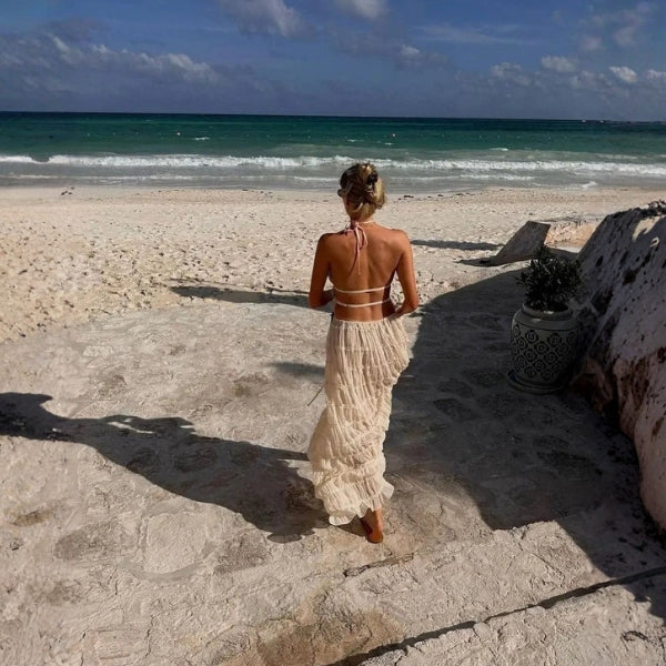 The Capri Tiered Halter Maxi Set