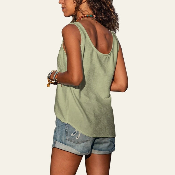 The Riviera Button-Front Pocket Tank