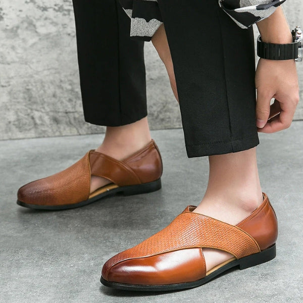 The Riviera Textured Cross-Strap Loafers