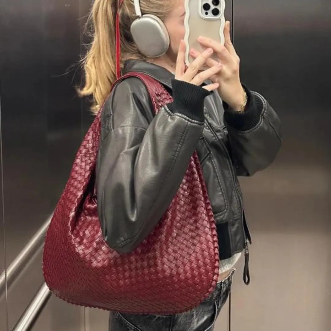 The Bordeaux Woven Leather Tote