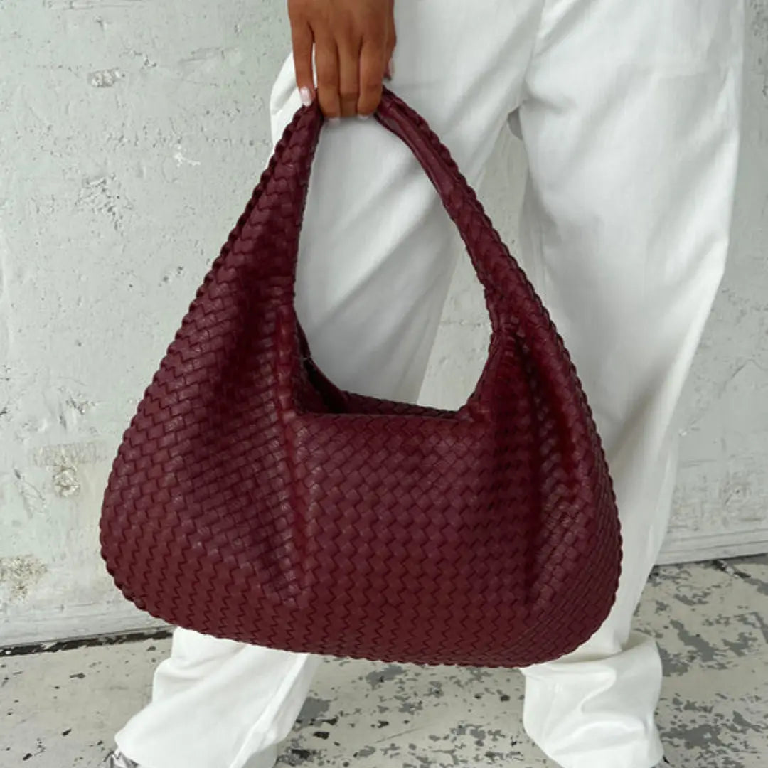 The Bordeaux Woven Leather Tote