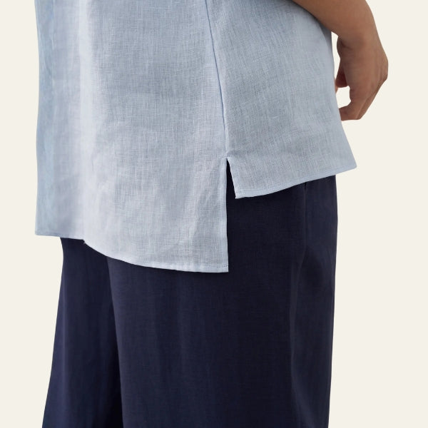 The Santorini Split-Neck Eco-Linen Shirt