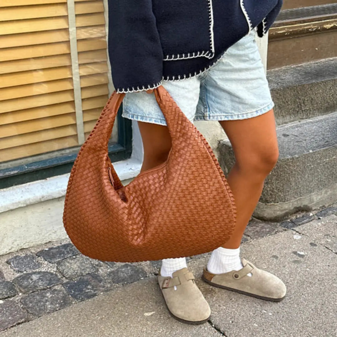 The Bordeaux Woven Leather Tote