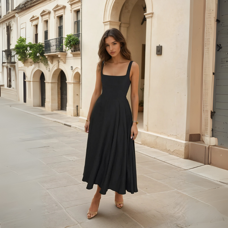 The Valencia Square-Neck Midi Dress