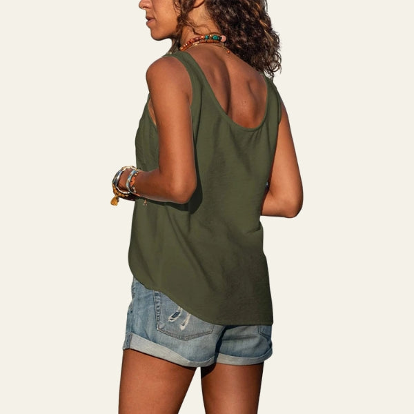 The Riviera Button-Front Pocket Tank