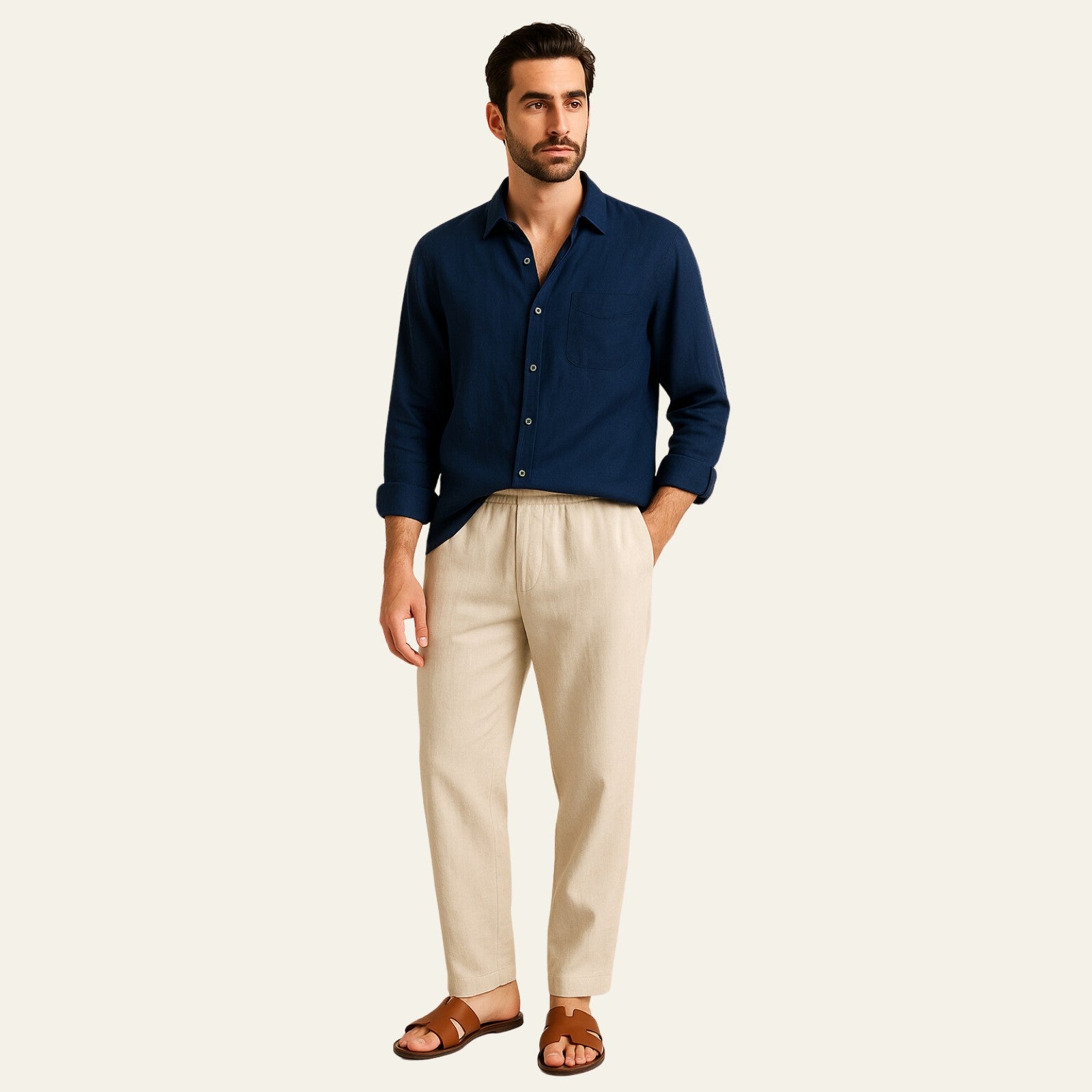 The Atlas Linen Set Beige