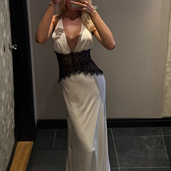 The Verona Lace-Waist Halter Dress