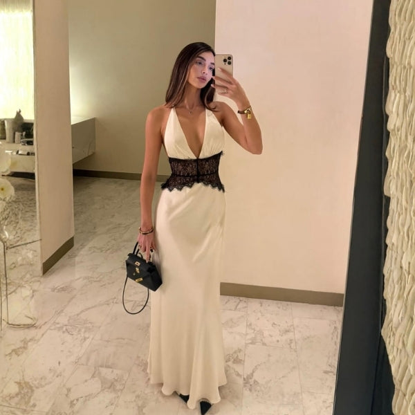The Verona Lace-Waist Halter Dress