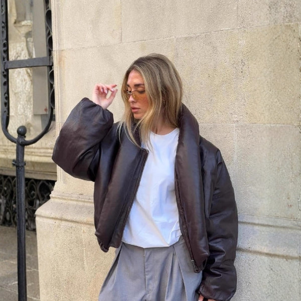 The Aspen Puffer-Collar Cropped Jacket