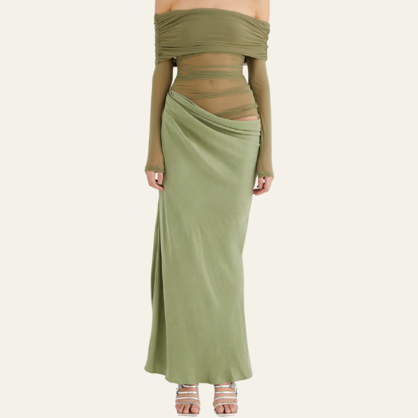 The Geneva Draped Evening Maxi Dress