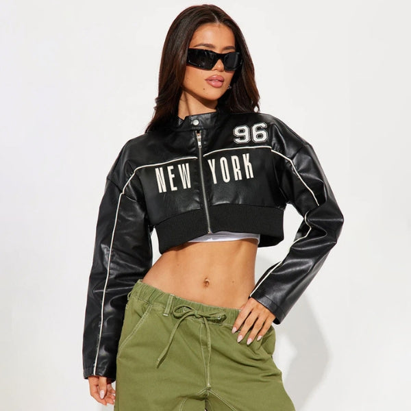 The Brooklyn Cropped Vegan Leather Moto Jacket