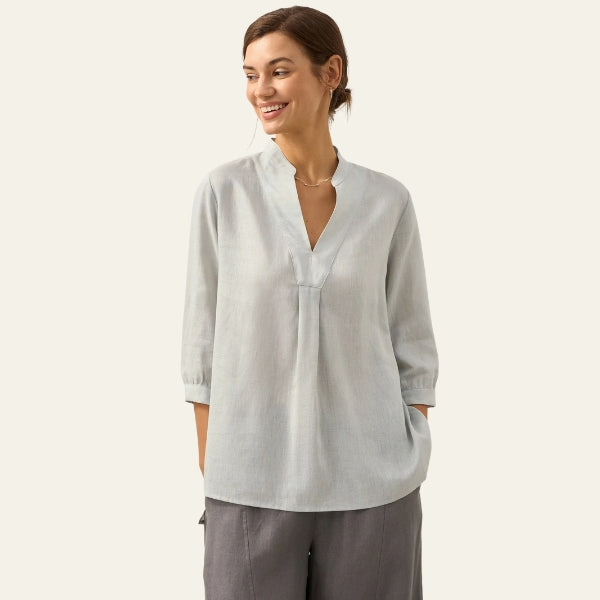 The Santorini Split-Neck Eco-Linen Shirt