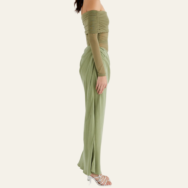 The Geneva Draped Evening Maxi Dress