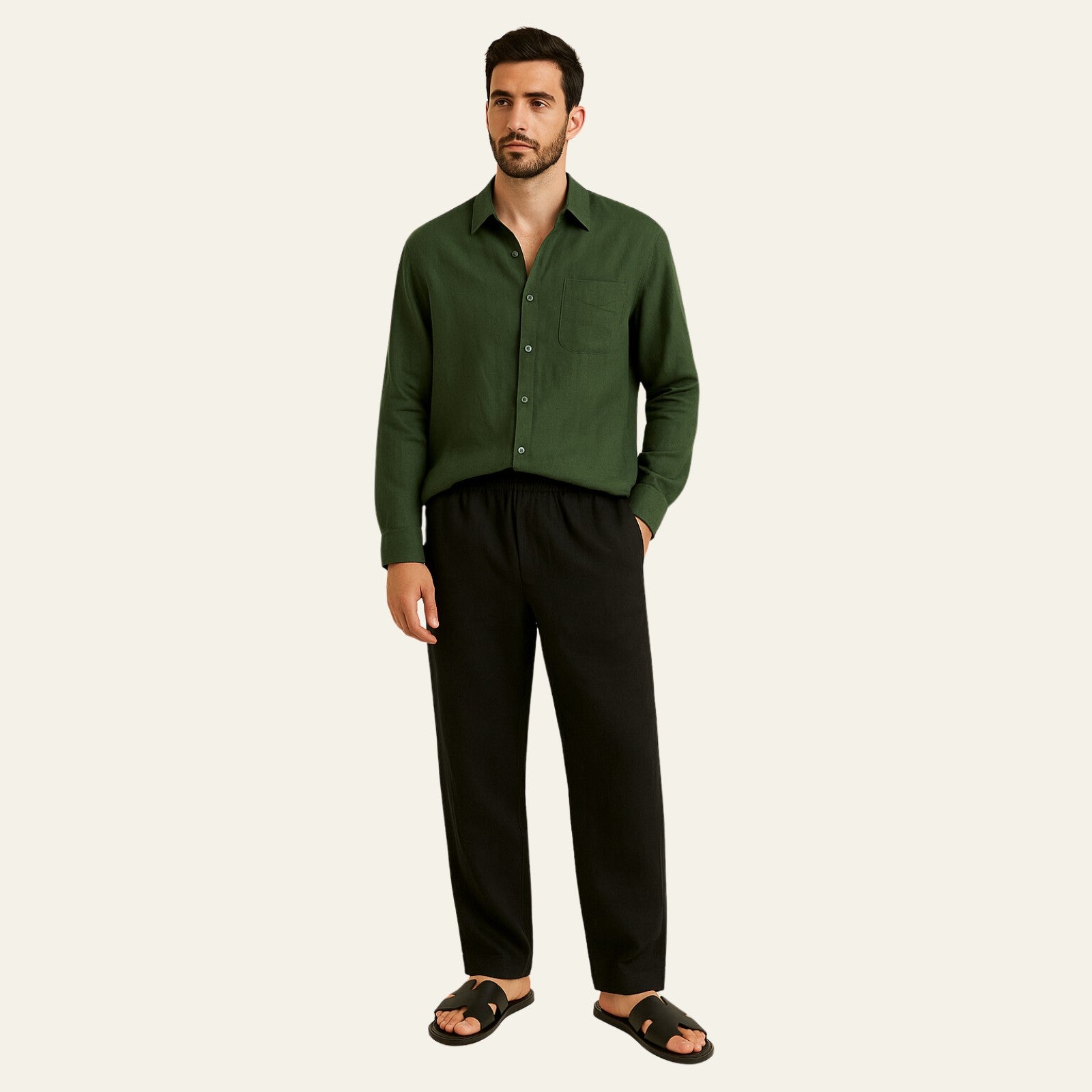 The Atlas Linen Set Black