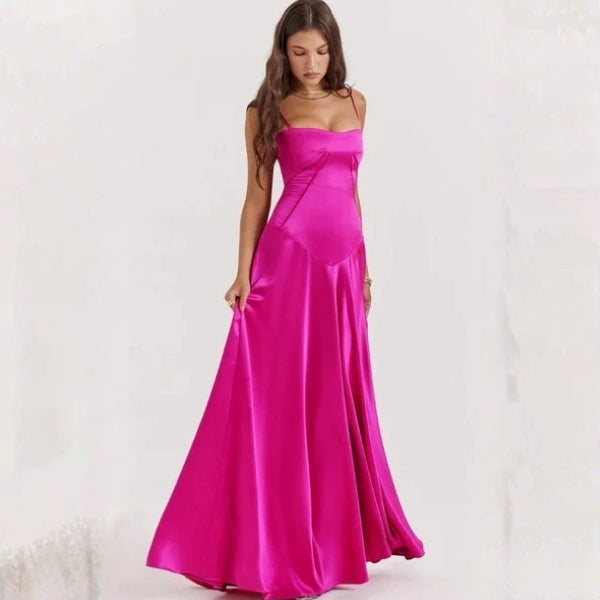 The Mirrorcurve Satin-Finish Maxi Dress