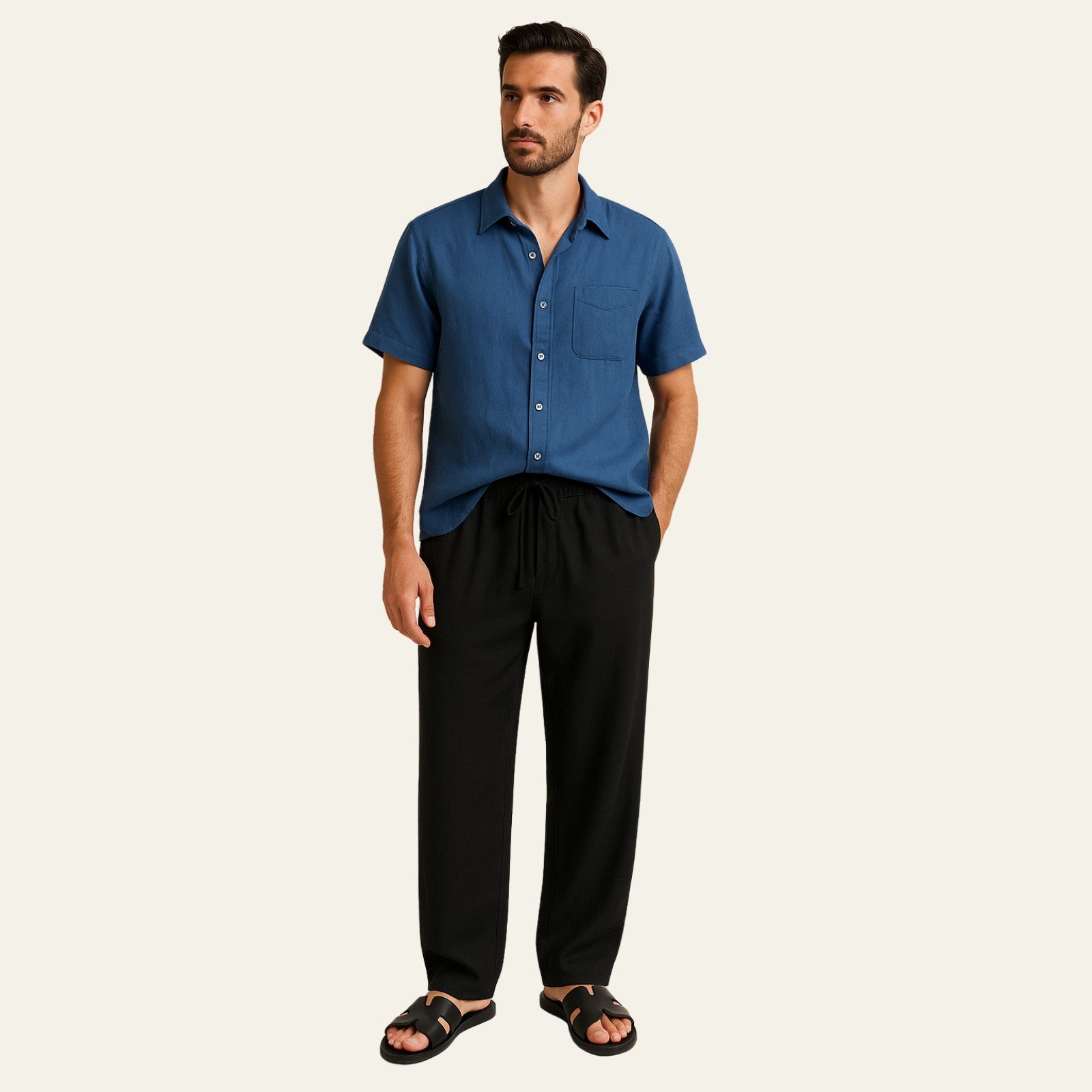 The Provençal Linen Set Black