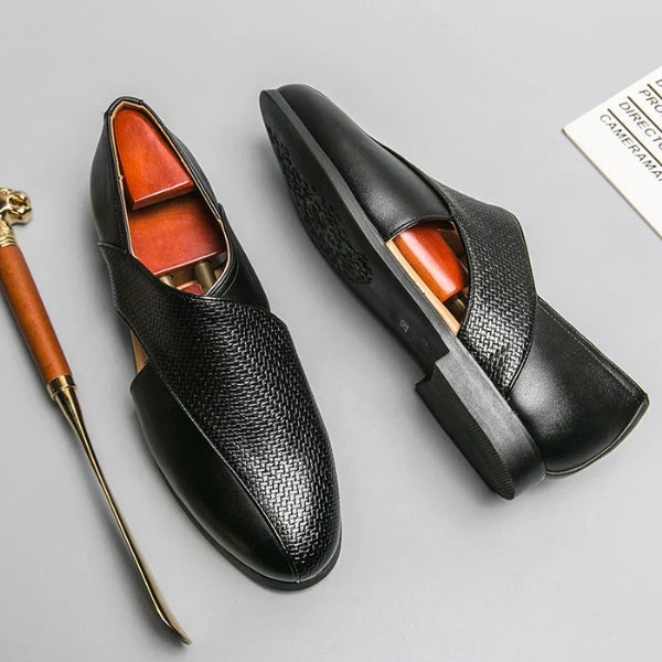 The Riviera Textured Cross-Strap Loafers