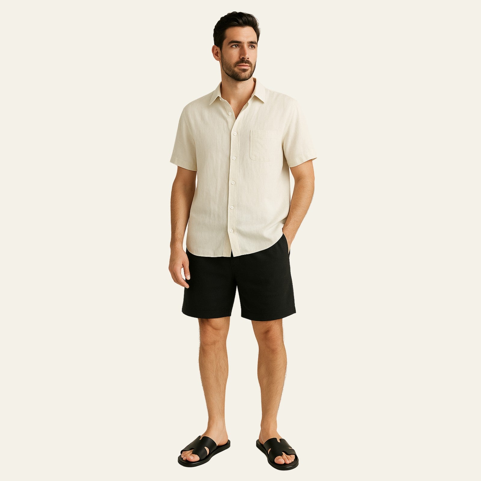 The Riviera Linen Set Black