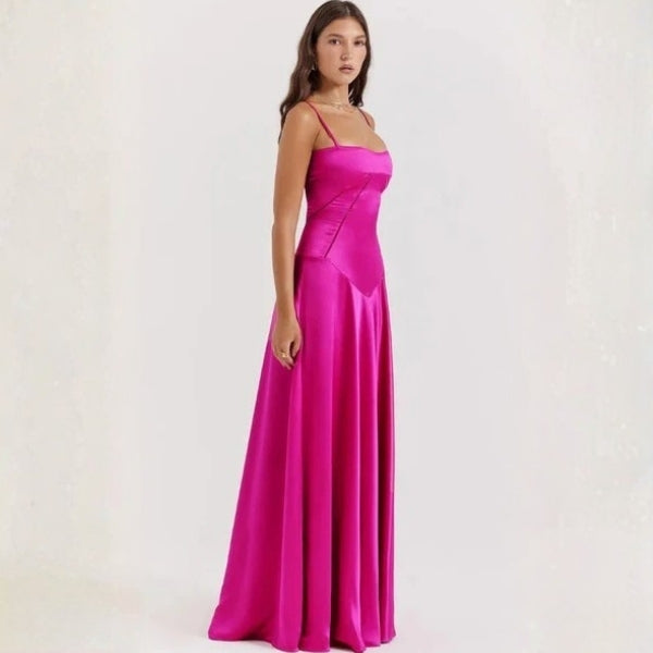 The Mirrorcurve Satin-Finish Maxi Dress
