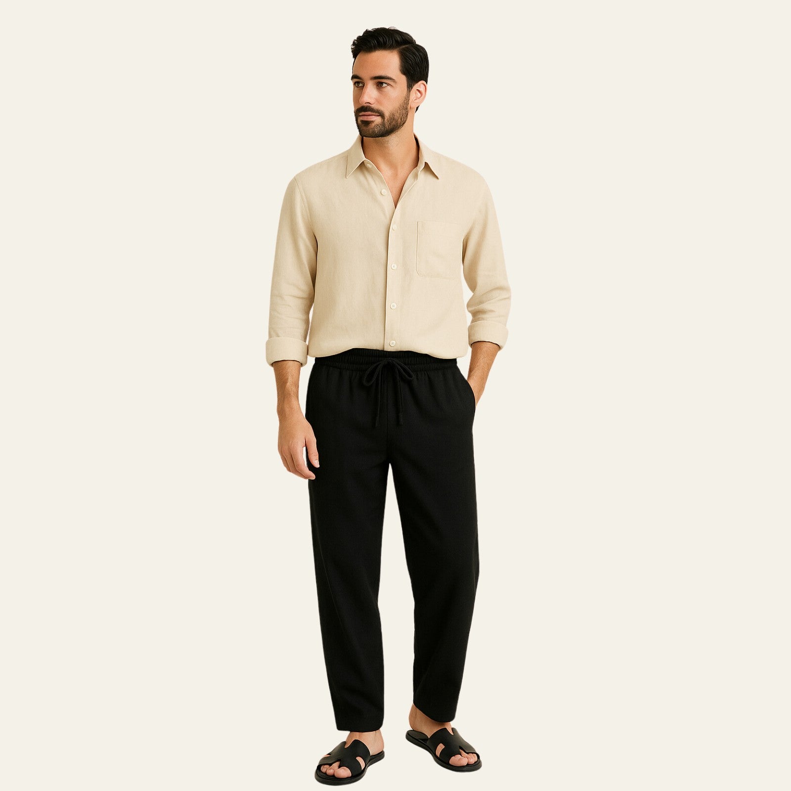 The Atlas Linen Set Black