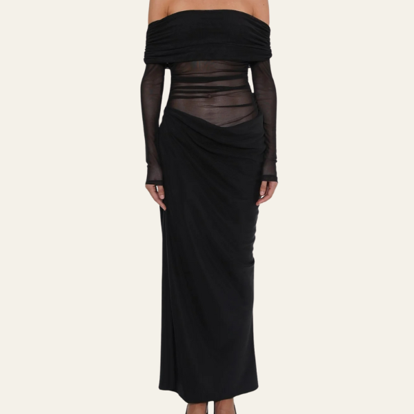The Geneva Draped Evening Maxi Dress
