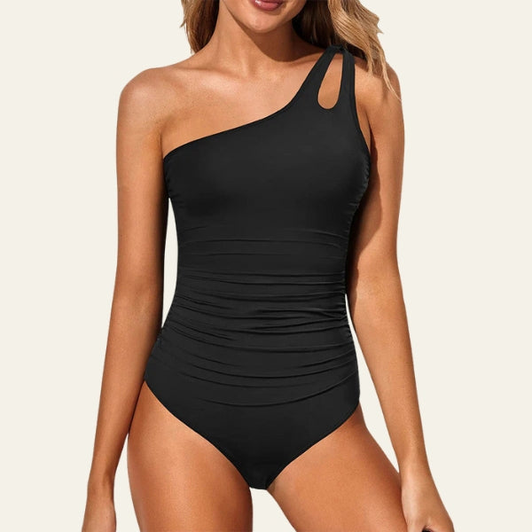 The Capri Ruched One-Shoulder Swimsuit