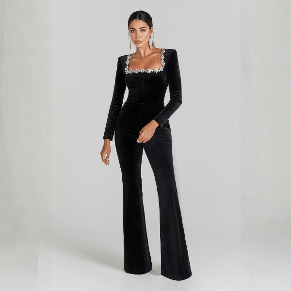 The Milano Embellished Square-Neck Jumpsuit