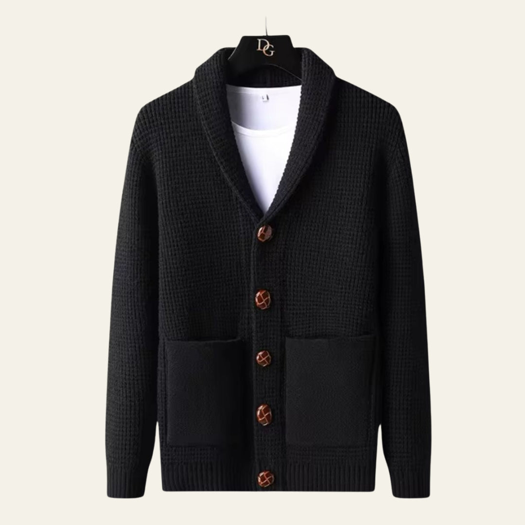 The Aspen Waffle-Knit Shawl Cardigan