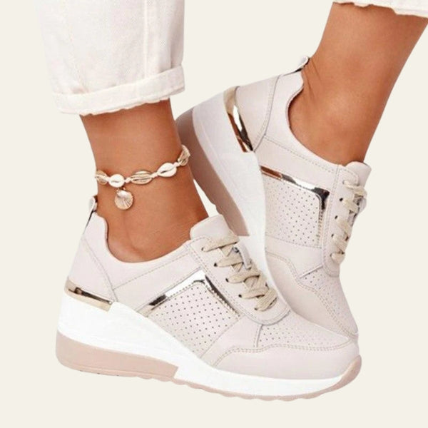 The Verona Metallic-Panel Wedge Sneakers