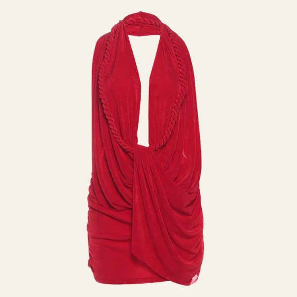 The Tulum Braided Halter Mini Dress