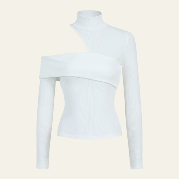 The Verona Asymmetric Ribbed Knit Top